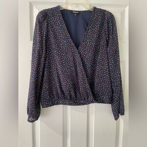 Madewell Blouse - Lyric Wrap Top In Sugar Dot